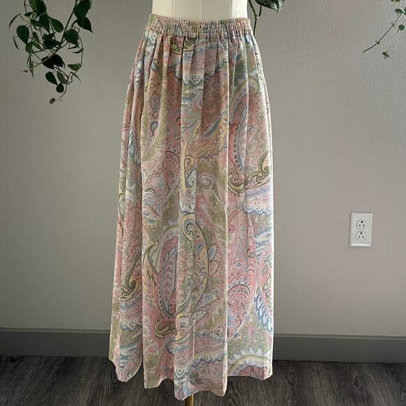 Vintage Alfred Dunner Pastel Paisley Midi Skirt Sz 14 Cottagecore, Y2K Coquette - Picture 1 of 7